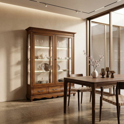 Estanterías clásicas Armarios Mobiliario Vitrina xxl Armario de cristal Credenza Muebles