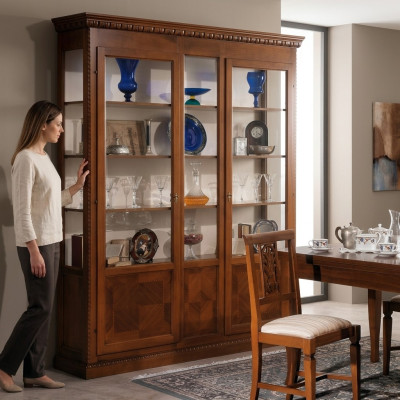 Vitrina de madera maciza para la sala de estar mueble aparador.