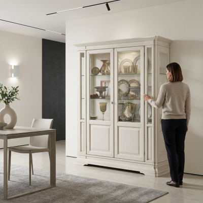 Muebles de sala de estar aparador madera maciza vitrinas armario de vidrio vitrina de madera maciza.