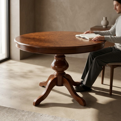 Comedor Mesas Muebles redondos Mesa de comedor de lujo Mesa redonda de madera maciza Italia Nuevo