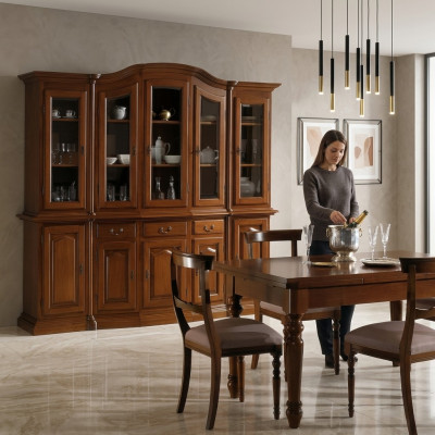 Muebles clásicos Estantes Armarios Vitrinas Vitrina xxl Armario de vidrio Aparador Madera