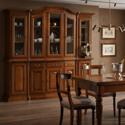 Muebles clásicos Estantes Armarios Vitrinas Vitrina xxl Armario de vidrio Aparador Madera