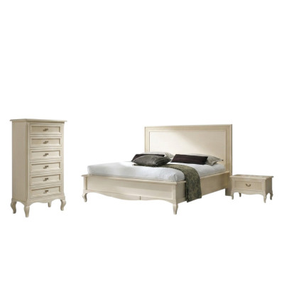 Diseño Clásico de Grupo de Lujo de Camas de Madera con Mesita de Noche Conjunto de Dormitorio de 4 Piezas.