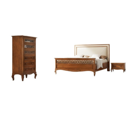 Diseño Clásico de Muebles de Lujo Modernos Cama 2 Mesitas de Noche Juego de Dormitorio de 4 Piezas