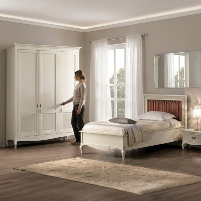 Muebles Nueva cama Mesita de noche 3 pzs. Set de dormitorio Diseño Art déco Camas de lujo