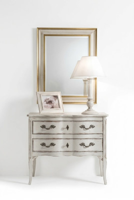 Cómoda Muebles Armario Sala de estar Blanco Aparador Cómoda con espejo Madera