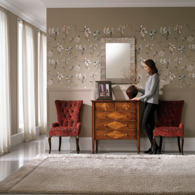 Cómoda conjunto espejo cómodas madera Art déco diseño de lujo sala de estar 4 piezas.