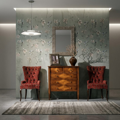 Cómoda conjunto espejo cómodas madera Art déco diseño de lujo sala de estar 4 piezas.