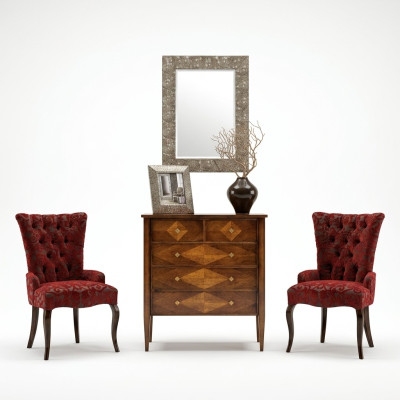 Cómoda conjunto espejo cómodas madera Art déco diseño de lujo sala de estar 4 piezas.