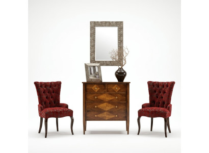 Cómoda conjunto espejo cómodas madera Art déco diseño de lujo sala de estar 4 piezas.