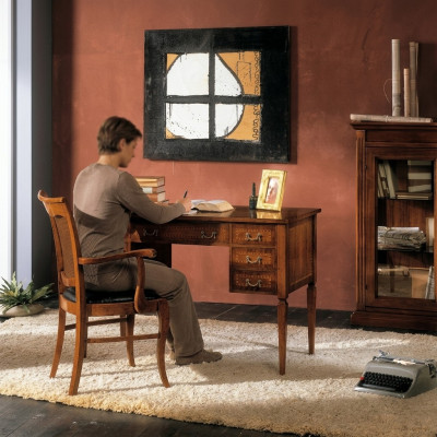 Escritorio Silla Madera Reposabrazos Escritorio Muebles de oficina Italiano Nuevo de 2 piezas