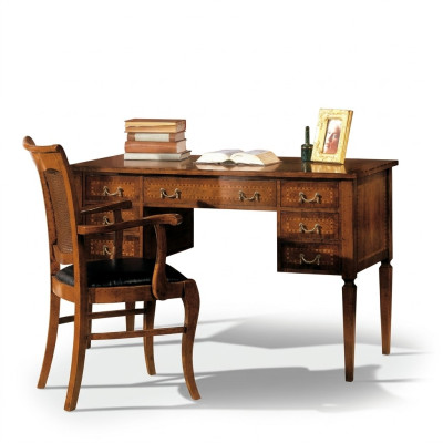 Escritorio Silla Madera Reposabrazos Escritorio Muebles de oficina Italiano Nuevo de 2 piezas
