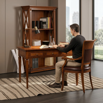 Muebles de madera maciza. Secretaria de oficina escritorio mesa. Mobiliario italiano nuevo.