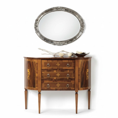 Cómoda Muebles italianos Macizo Espejo 2 piezas Cómoda Aparador Armario Madera