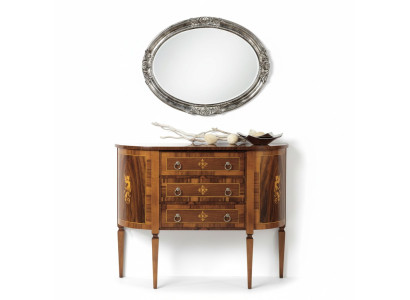 Cómoda Muebles italianos Macizo Espejo 2 piezas Cómoda Aparador Armario Madera