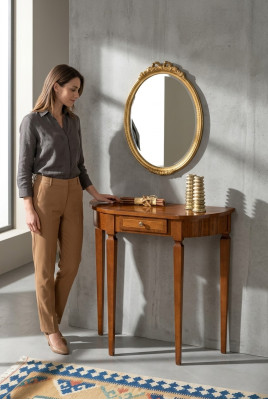 Mueble Estilo Art Déco con Consola y Espejo de Madera, Mesas y Consolas Italianas de 2 piezas