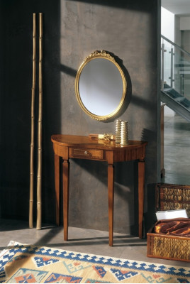 Mueble Estilo Art Déco con Consola y Espejo de Madera, Mesas y Consolas Italianas de 2 piezas