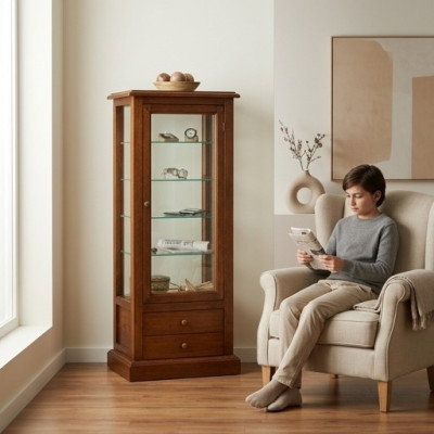 Muebles de sala de estar aparador de madera maciza vitrina gabinete de vidrio vitrina de madera auténtica