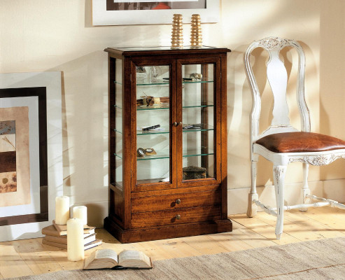 Muebles de sala de estar, vitrinas de madera maciza, armario de vidrio, aparador de madera auténtica, vitrina.