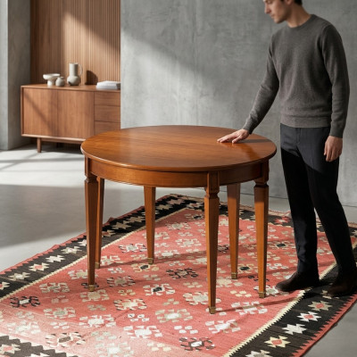 Mesa de comedor de lujo redonda de madera maciza de Italia nueva. Mesas de comedor redondas muebles.