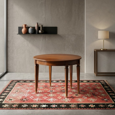 Mesa de comedor de lujo redonda de madera maciza de Italia nueva. Mesas de comedor redondas muebles.