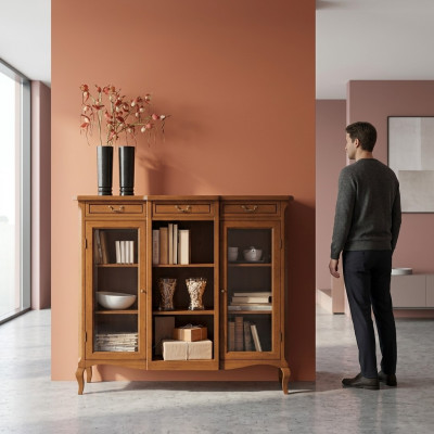 Estantería de libros Mueble clásico de madera para salón Biblioteca Aparador Armario