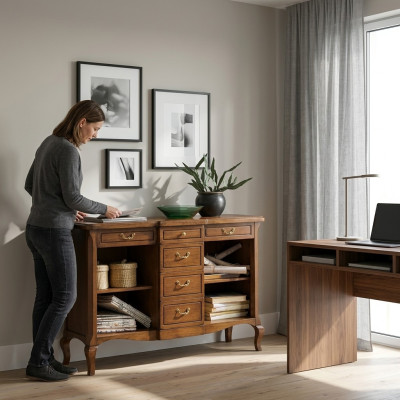 Armario clásico de madera maciza Muebles italianos Aparador Cómoda