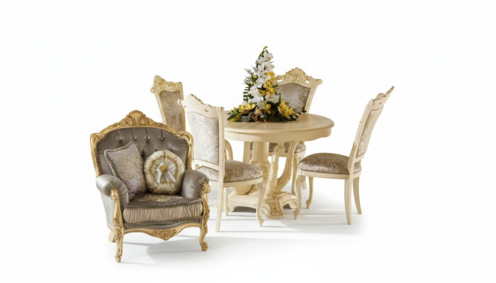 Conjunto de muebles mesa de comedor 4 sillas Grupo de muebles de lujo para comedor de 5 piezas en Italia