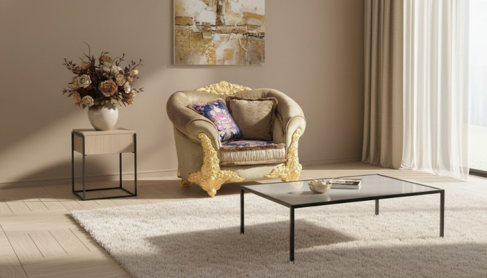 1 sillón de un asiento Diseño Art déco Silla Polster Club Nueva Relax Tela Textil Salón