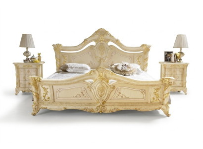 Dormitorio clásico Cama de hotel Muebles barrocos de madera Camas italianas de lujo