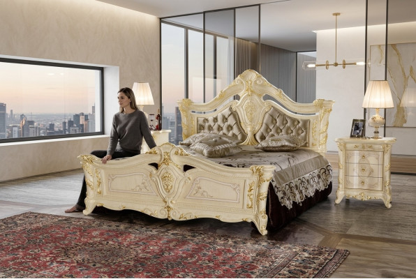 Muebles de Diseño Moderno Cama 2x Mesita de Noche 3 piezas Conjunto de Dormitorio de Lujo