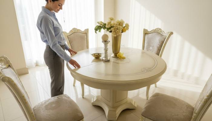 Mesas de estilo barroco y rococó, mesas redondas, muebles nuevos, mesa de comedor clásica redonda