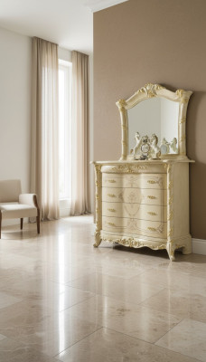 Juego de cómodas Muebles italianos de 2 piezas. Cómoda de madera maciza con espejo Aparador