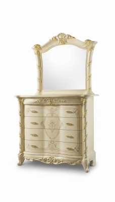 Juego de cómodas Muebles italianos de 2 piezas. Cómoda de madera maciza con espejo Aparador