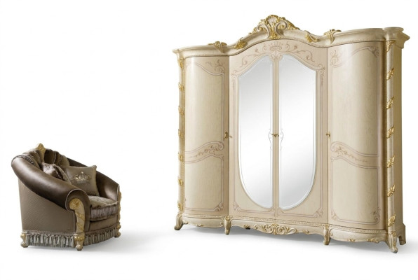 Mueble Barroco Nuevo Armario clásico ropero Dormitorio Armario Madera