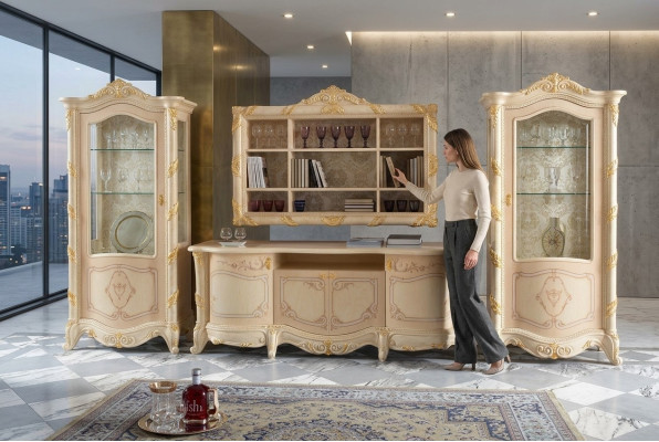 Muebles Estantería italiana Nueva Soporte de televisión de madera maciza.