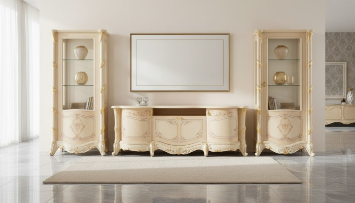 Muebles Estantería italiana Nueva Soporte de televisión de madera maciza.