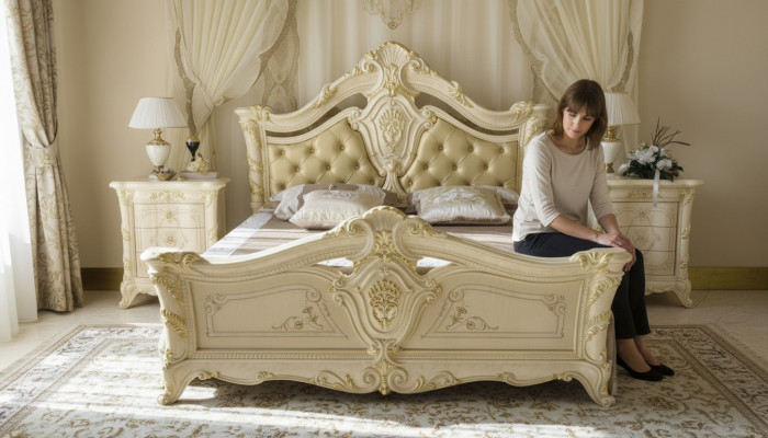Chesterfield Dormitorio Muebles de estilo barroco Clásico de tela Cama de lujo