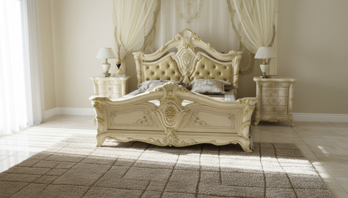 Chesterfield Dormitorio Muebles de estilo barroco Clásico de tela Cama de lujo