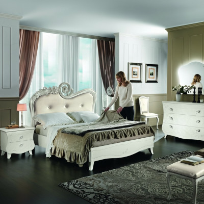 Conjunto completo de cama mesita de noche cómoda diseño nuevo 5 piezas dormitorio.