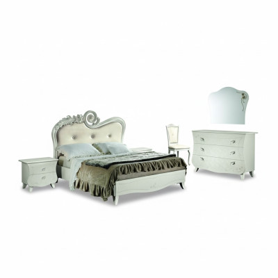 Conjunto completo de cama mesita de noche cómoda diseño nuevo 5 piezas dormitorio.