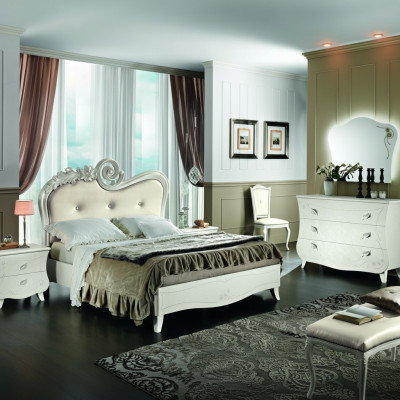 Muebles de diseño cama de lujo clásico nueva cama 2x mesita de noche conjunto de dormitorio de 3 piezas.