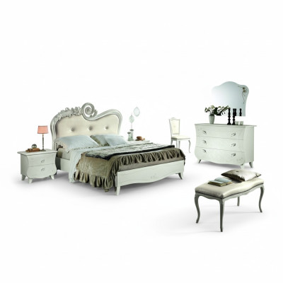Muebles de diseño cama de lujo clásico nueva cama 2x mesita de noche conjunto de dormitorio de 3 piezas.