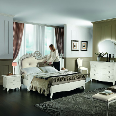 Cama clásica Lujo camas Chesterfield Muebles Dormitorio Barroco Hotel Tela