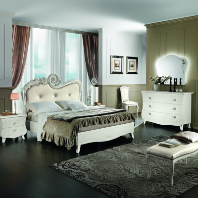 Cama clásica Lujo camas Chesterfield Muebles Dormitorio Barroco Hotel Tela
