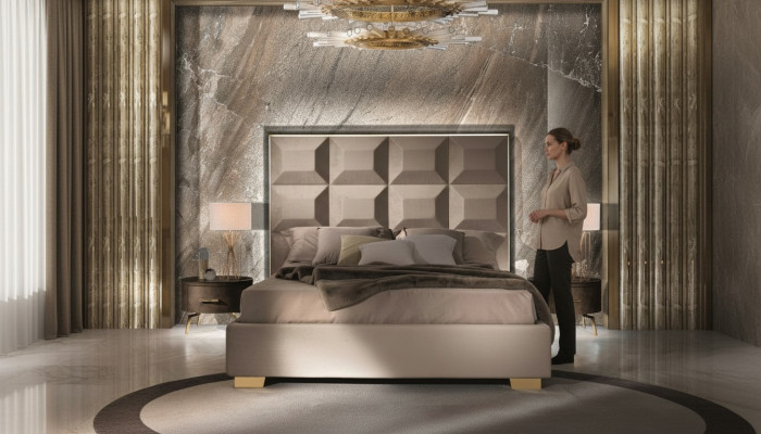 Diseño de dormitorio de lujo moderno de mesita de noche de cama 3 piezas set de dormitorio.