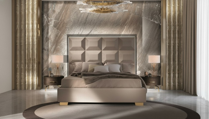 Diseño de dormitorio de lujo moderno de mesita de noche de cama 3 piezas set de dormitorio.