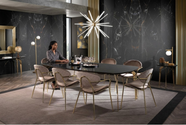 Mesa de comedor muebles de diseño italiano de lujo mesa de comedor mesas de comedor mármol acero inoxidable