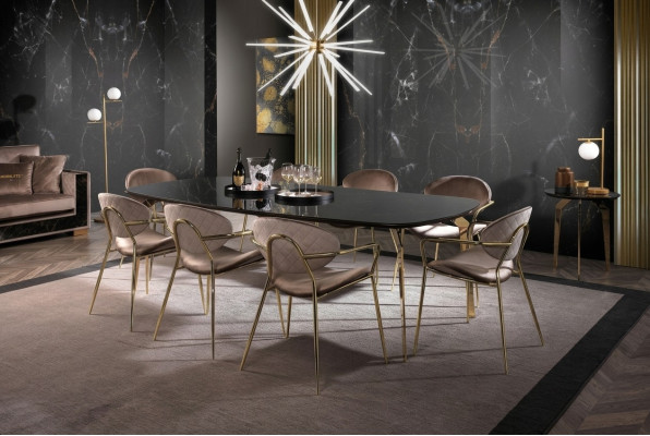 Mesa de comedor muebles de diseño italiano de lujo mesa de comedor mesas de comedor mármol acero inoxidable