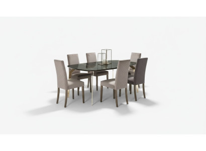 Conjunto de lujo para comedor, mesa de comedor, silla XL, mesa, mesas, sillas, diseño de madera, 7 piezas, nuevo.